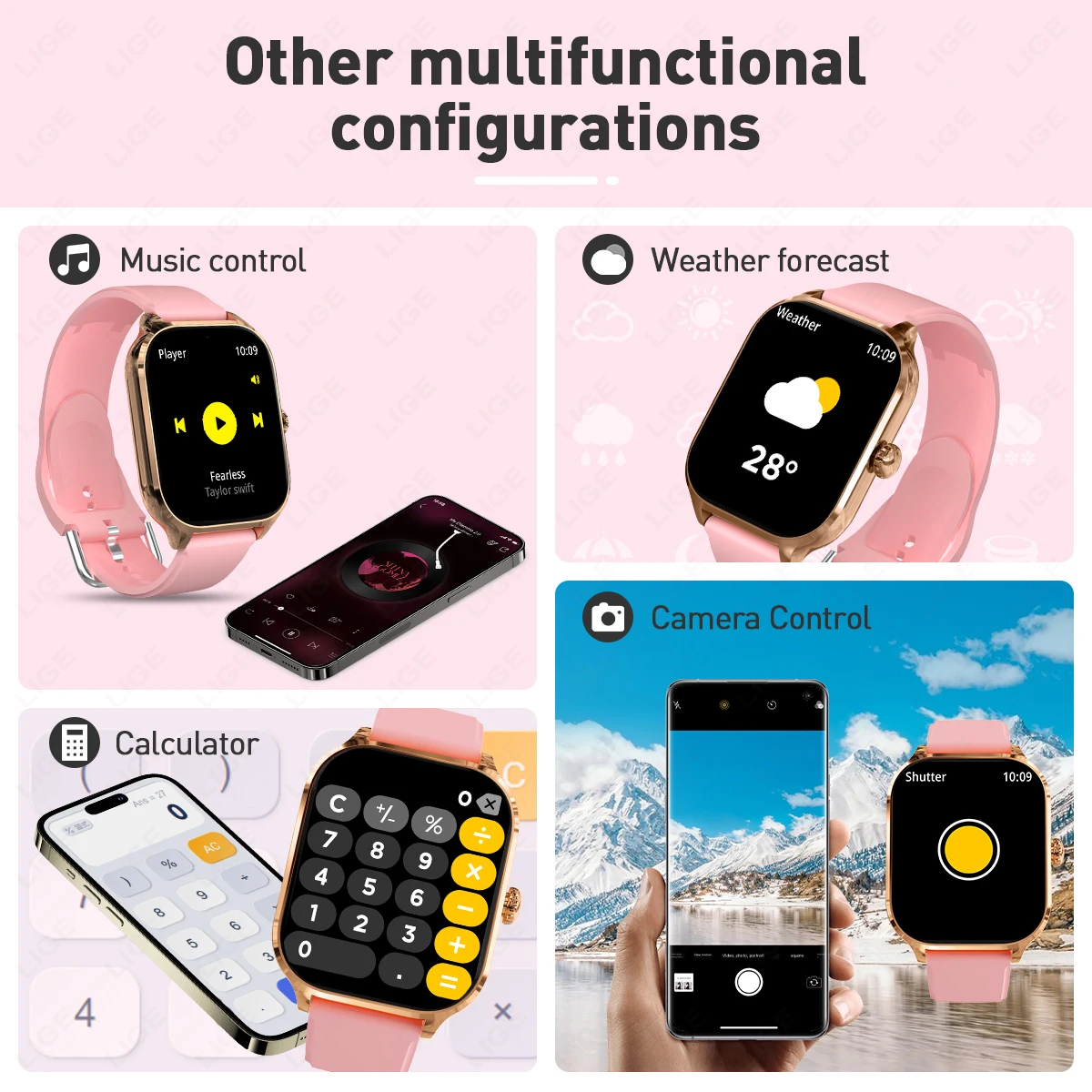 Reloj inteligente LIGE 2025 para mujer, pantalla Ultra HD de 2,01 pulgadas, llamada Bluetooth, pulsera deportiva para Fitness, Monitor de ritmo cardíaco y salud, reloj inteligente nuevo