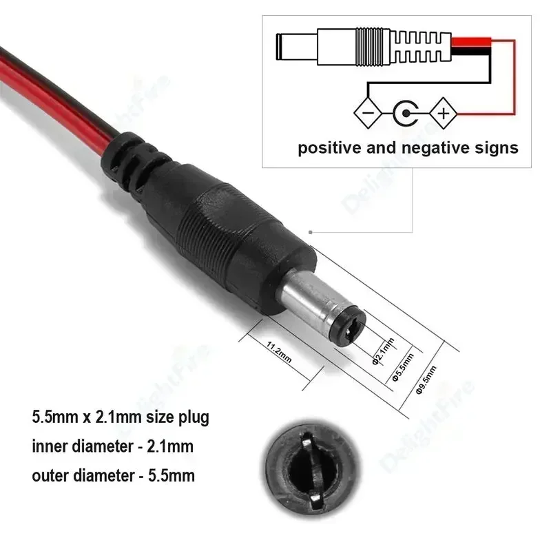 5.5*2.1mm DC Power Pigtail Cable 12V 18 AWG 22 AWG Male Female Jack Plug Wire Connector for LED Strip CCTV Camera Power Adapter