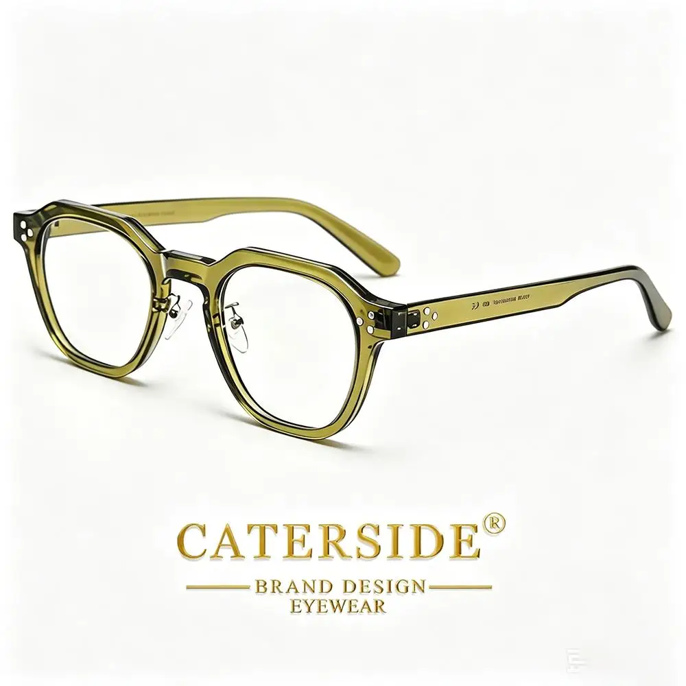 CATERSIDE Retro Herren Eckige Flache Leichte Brille Hochwertige Tr-90 Brillengestelle Damen Outdoor Business Festival Geschenkbrille – Detail 7