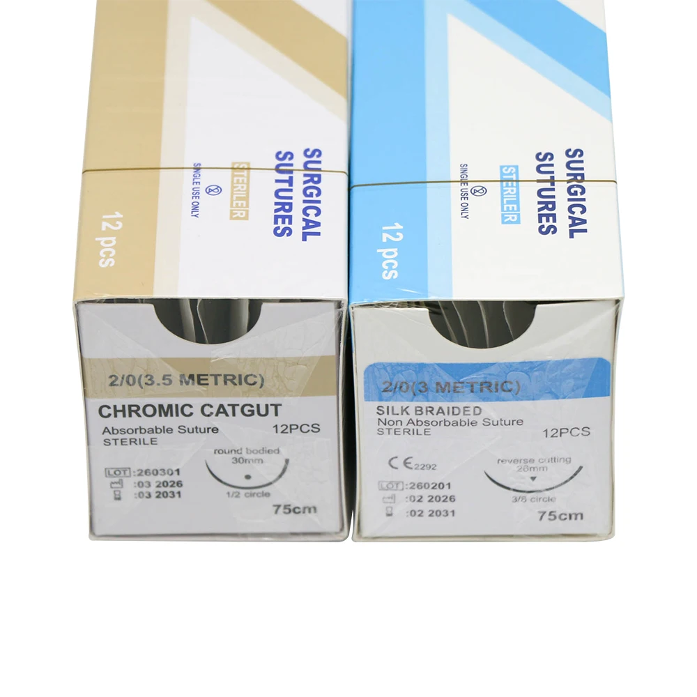 12 Pcs Nylon PGA Suture Thread Special For Pet 90cm 75cm ,Silk Sutures With Needle Animal Hospital Teaching Demonstration