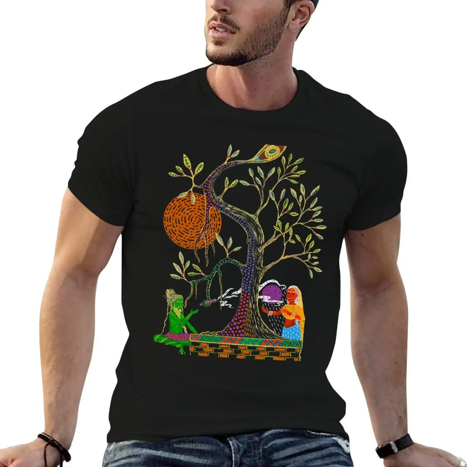 T-shirt Trippy Visionary Meditating Yogi and Seer, T-shirt de sport à séchage rapide pour l'extérieur