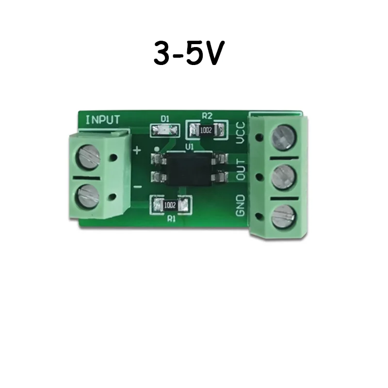 1pcs 1채널 광커플러 절연 모듈, 5.0mm 간격의 광절연기, DC 3-5V/12V/24V용 나사 단자 배선