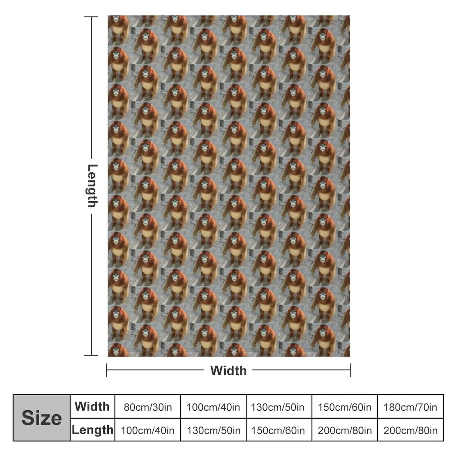 snub nosed monkey (orange) - monke t meme (sad) Throw Blanket bed plaid blankets and throws Blankets