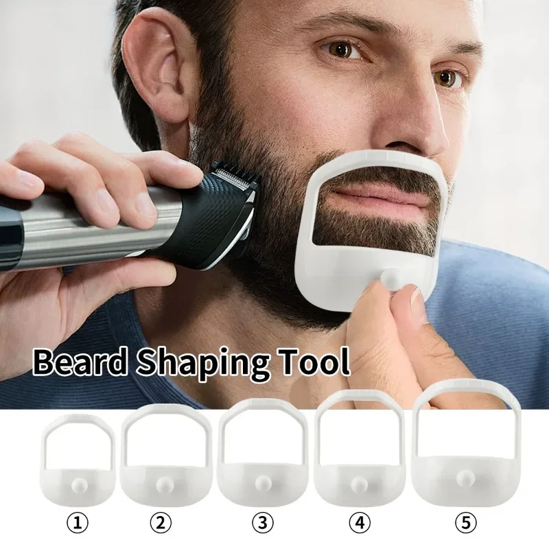 5-Size Beard Trimming Template - Symmetrical Goatee Shaving Guide for Men, Professional Multi-Size Plastic Shaping Tool