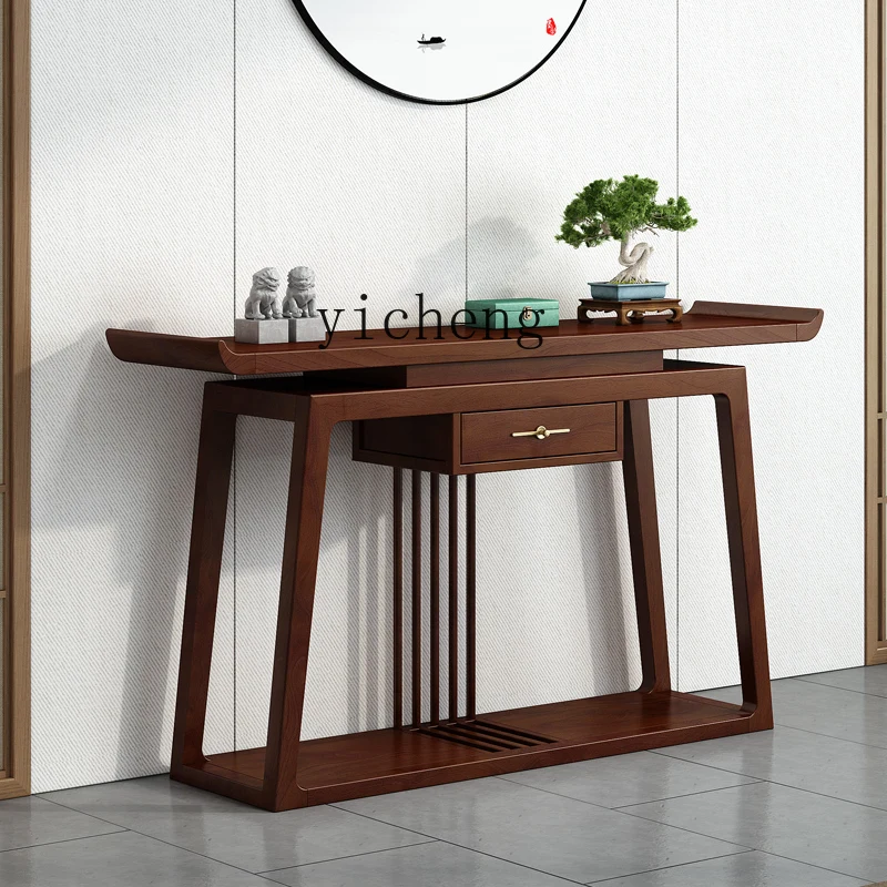 

X-14 New Chinese-style entrance table Chinese-style solid wood simple strip case light luxury home Zen elm entrance cabinet