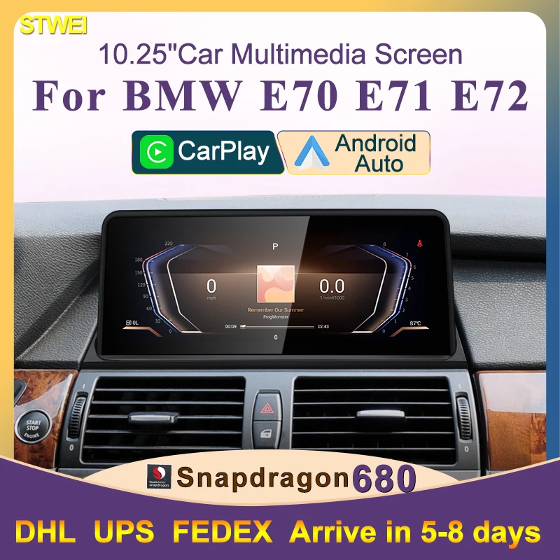 Qualcomm Snapdragon680 2.4GHZ Android 13 10.25 inches Wireless AUTO CarPlay For BMW X5 E70 X6 E71 Car Video Multimedia Players