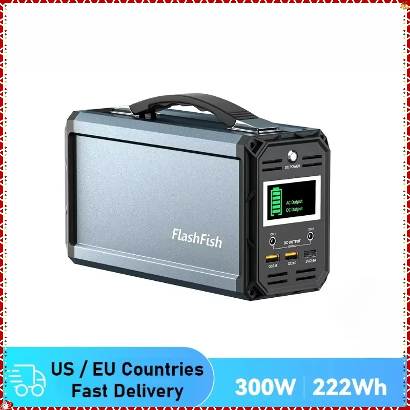 Portable Power Station 300W AC Outlet 222Wh Solar Generator Energy Station Backup Power for Outdoor Camping RV Home Emergency