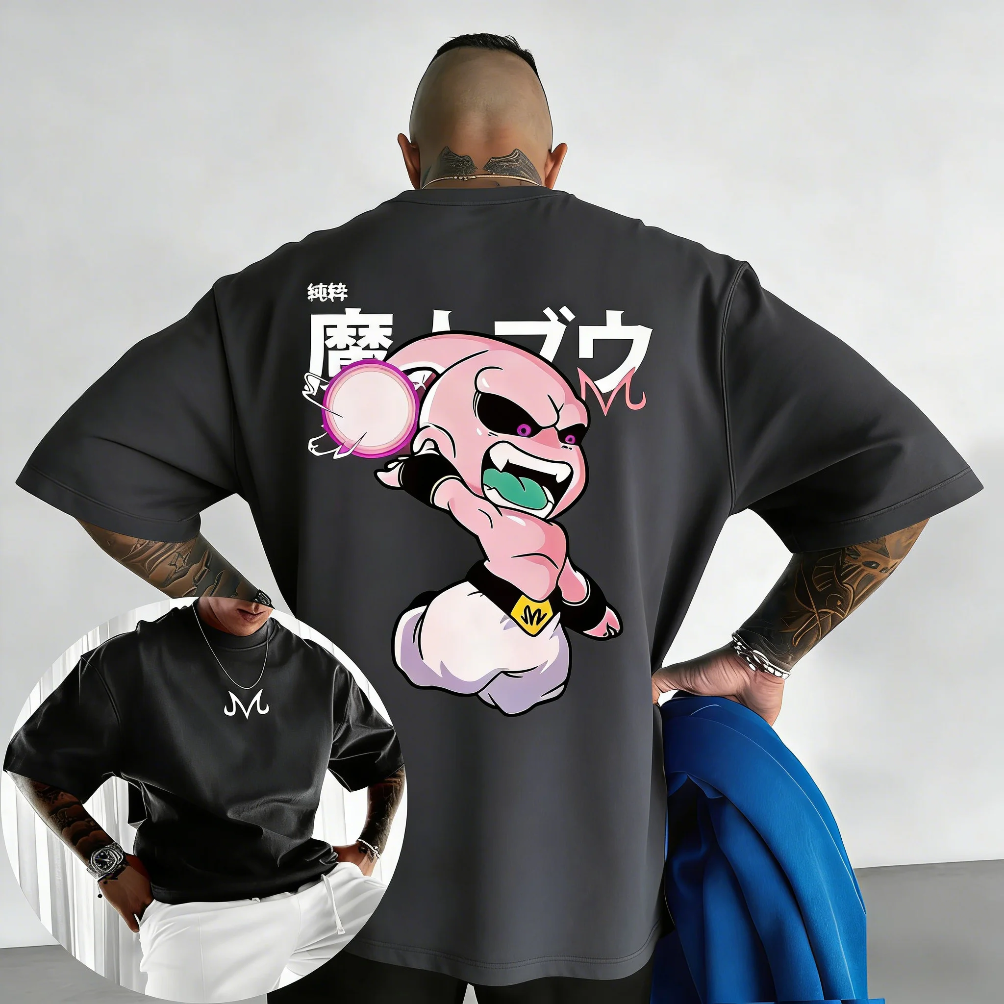 2026 New Dragon Ball Anime Cotton T-shirt Summer New Majin Buu Printed Men's and Women's Street Hip Hop Casual Short Sleeve Top image 3
