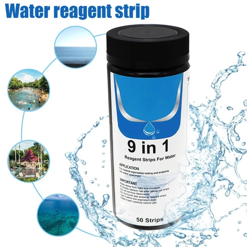 9 في 1 شرائط اختبار المياه اختبار جودة المياه شرائط اختبار صلابة المياه