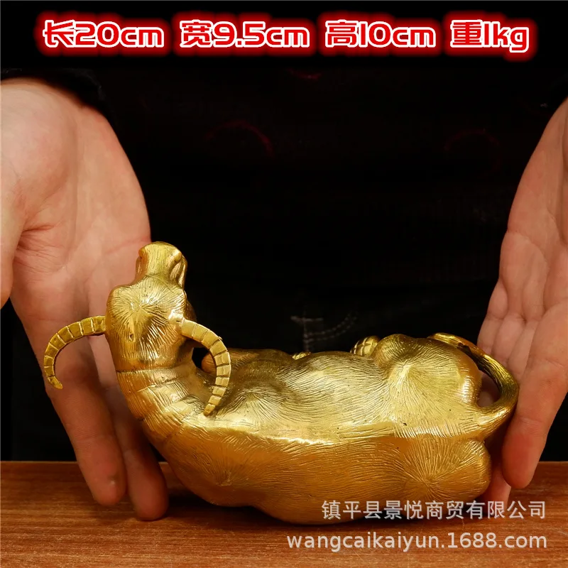 Brass cow figurine, water buffalo, yellow ox, zodiac animal, home decor ornament