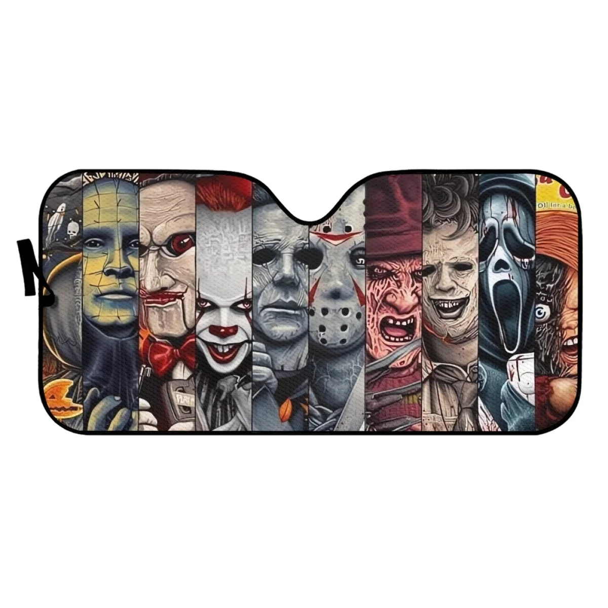 Classic Thriller Horror Movie Characters Universal Fit Auto Windshield Sun Shade for SUV Vehicles Easy to Intall Halloween Gifts