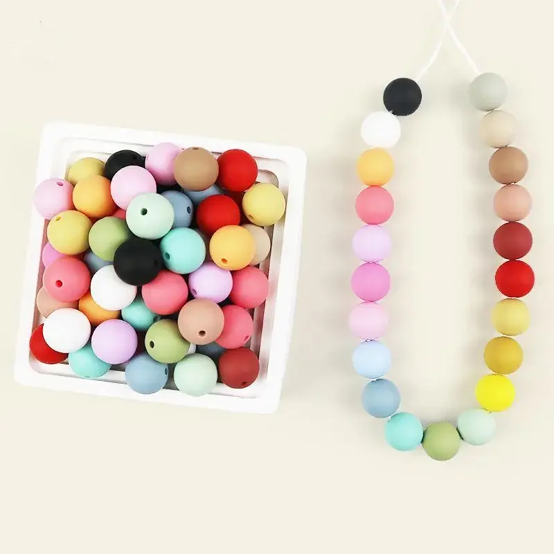 

12 мм, 50 шт., силиконовые бусины-прорезыватели без БФА, для детских ортодонтических ожерелий, держателей для сосок, ухода за полостью рта, пищевой силикон, разноцветные