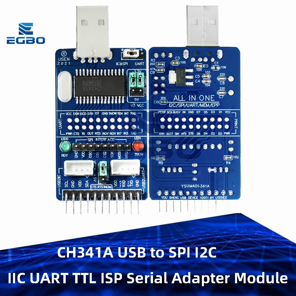 ALL IN 1 CH341A USB to SPI I2C IIC UART TTL ISP Serial Adapter Module EPP/MEM Converter For Serial Brush Debugging RS485 RS232