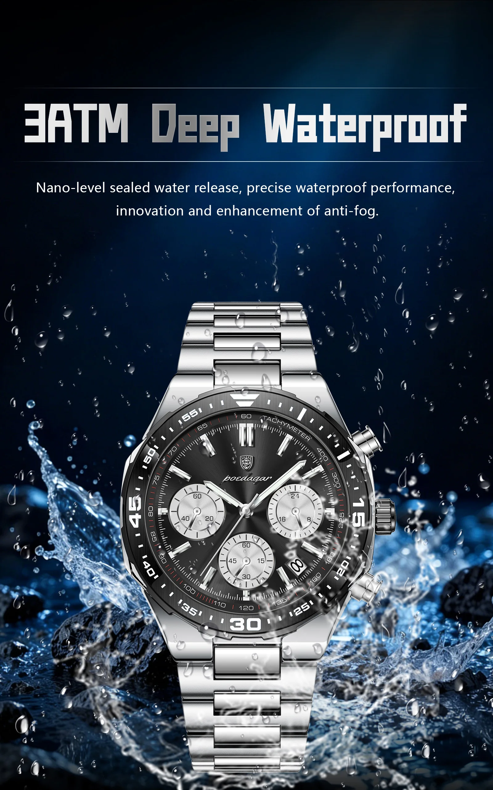 POEDAGAR Men's Watch Image 10