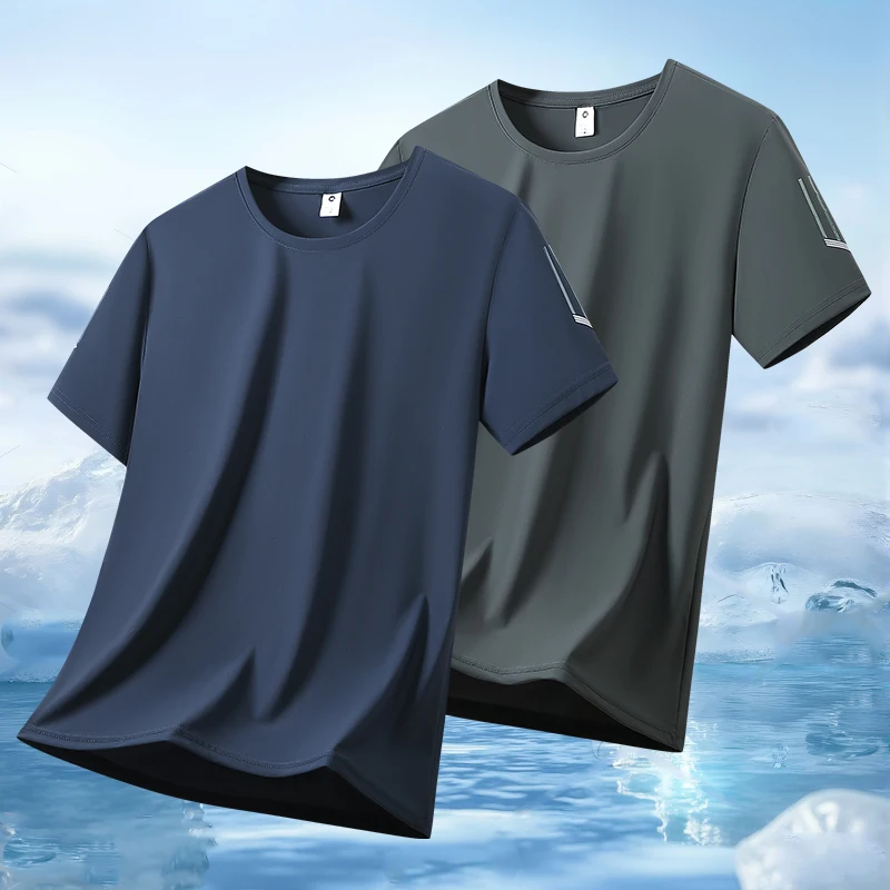 Summer Lightweight Breathable Casual Top Outdoor Table Tennis Sport Sweat Absorbing Quick Drying Ice Silk Short Sleeved T-shirt