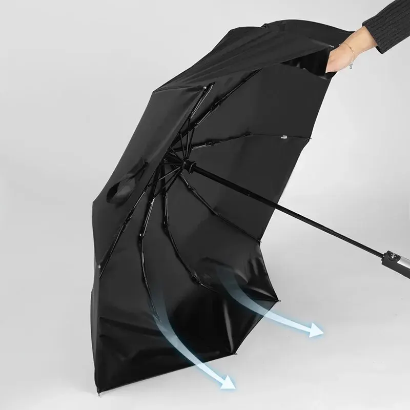 Automatic Folding Vinyl Umbrella, Ten-Bone Umbrella Is Strong, Windproof and Rainproof, Large Umbrella for Business Use