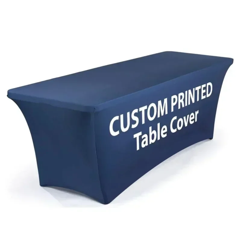 TB 4ft/6ft/8ft Custom Logo Spandex Table Cover Stretch Table Cloth Hotel Banquet Wedding Exhibition Counter Decor Tablecloth