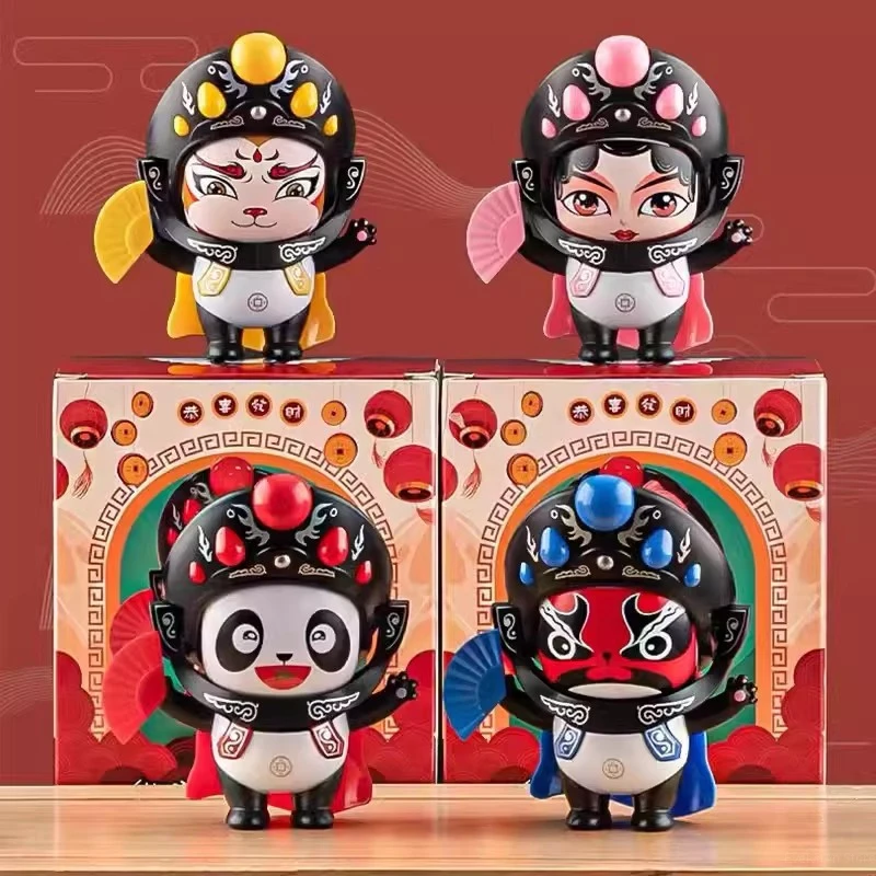 Sichuan Opera Face Changing Doll Chinese Style Plastic Bian Lian Figurine with 4 Unique Faces Kids Fidget Toys Party Favors