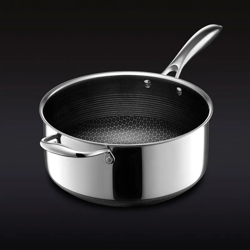 Imagem -02 - Hexclad Hybrid Nonstick Saucepan 5-quart Tampa de Vidro Temperado Stay-cool Handle Dishwasher Safe Indução Pronto