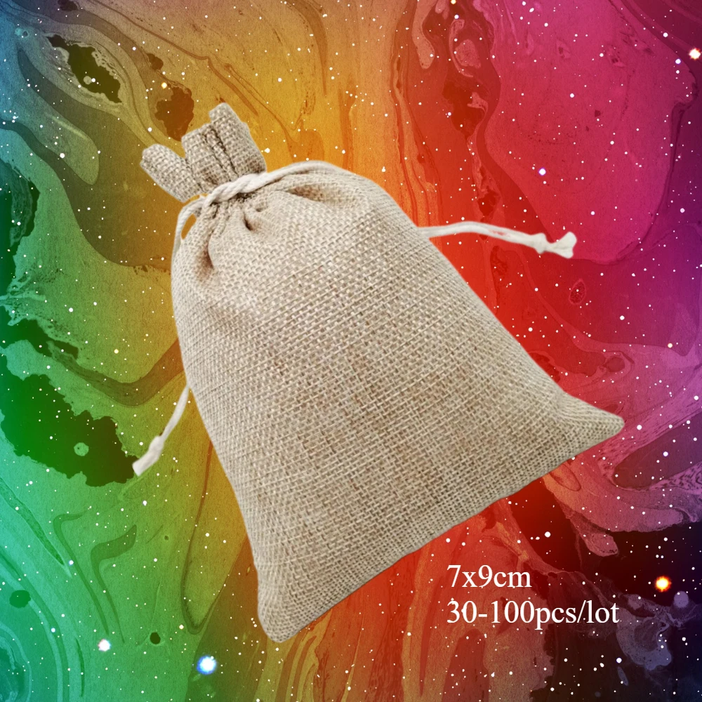 

7x9cm Christmas Hessian Sack Storage Solutions with Jute Bag Holiday Gift Bags Burlap Pouch Wedding Party Favor Jewelry Displays