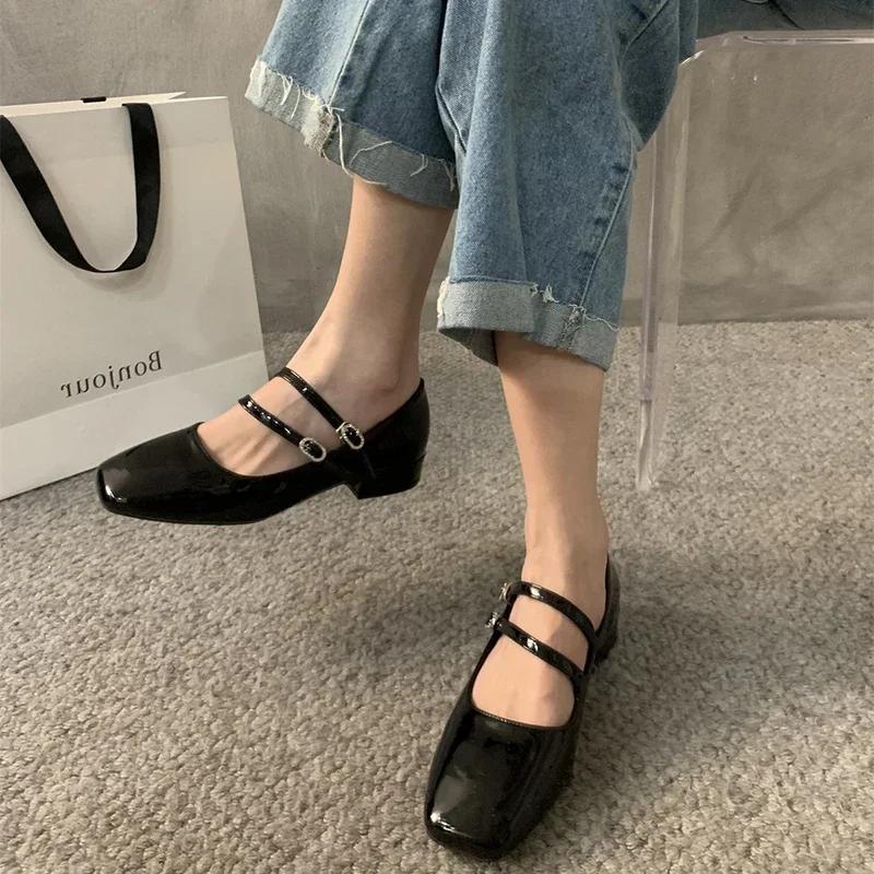 Crystal Women Pumps Fashion Girls Shallow Buckle Soft Leather Mary Jane Shoes Ladies Elegant Low Heel Shoes image 4