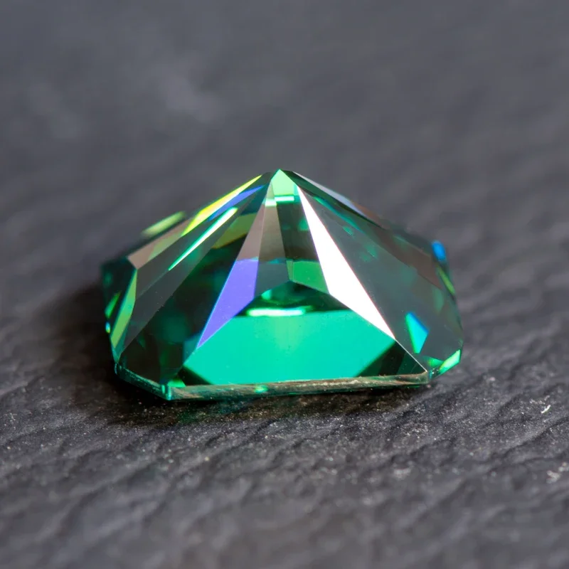 Moissanite Stone Radiant Cut Natural Green Color Gemstone Bead for DIY Ring Necklace Earrings Materials with Certificate