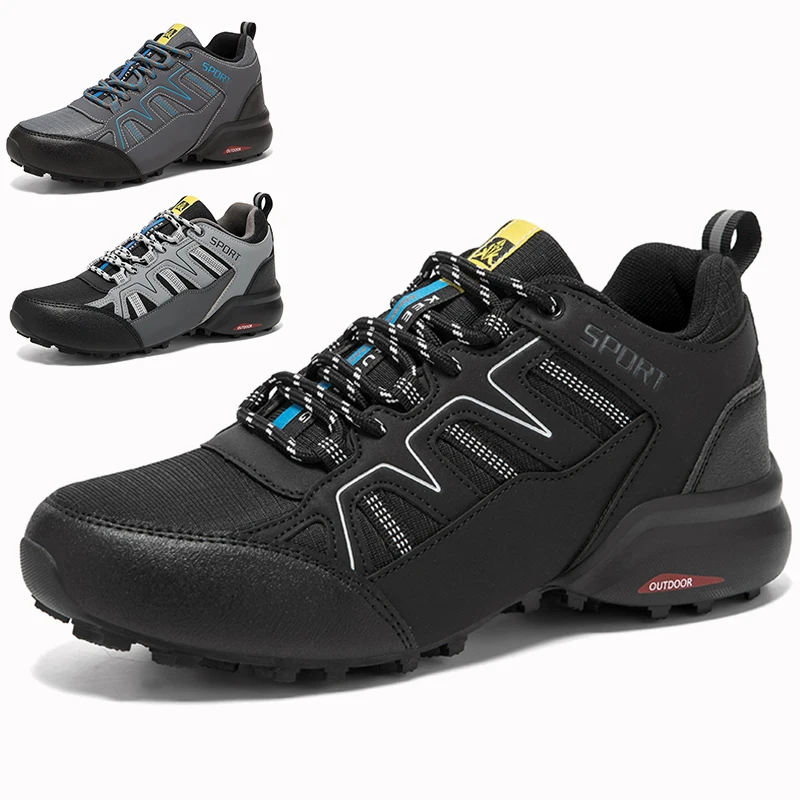 

Нескользящая мужская походная обувь, дышащие уличные мужские кроссовки на шнуровке для скалолазания, туризм, горная ходьба, тактическая спортивная обувь для бега