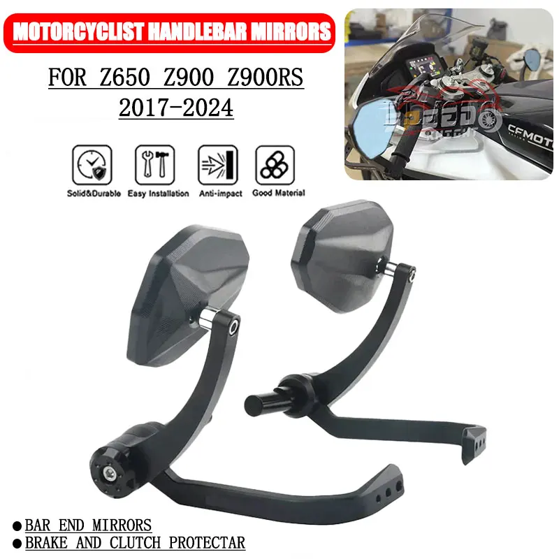 

FOr kawasaiki Z650 Z900 Z900 2017-2024 мотоциклетные черные зеркала на руле 7/8 дюйма/комплект защиты тормоза и сцепления