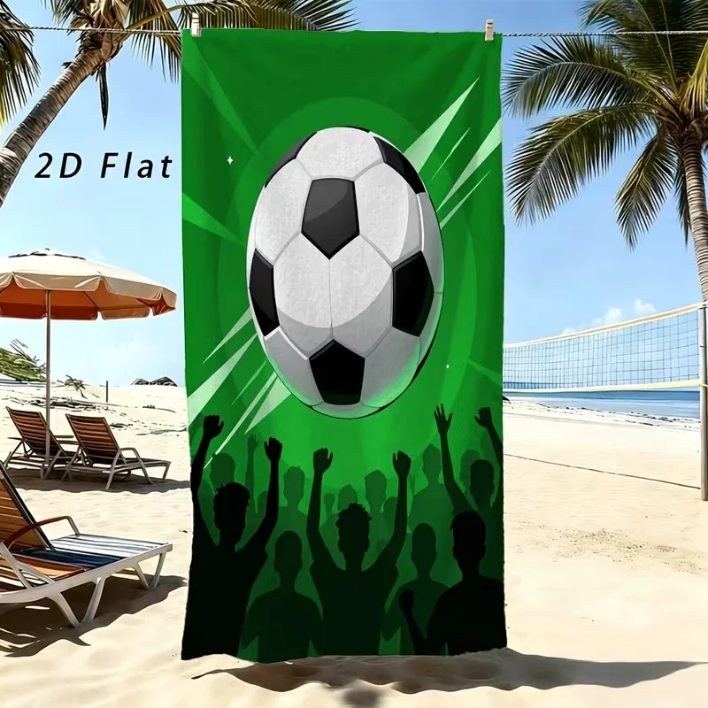 Football Sports Fan Beach Towel Soccer Print Quick Dry Sandproof Pool Towel for Men Teen Boys Summer Travel Swimming Blanket