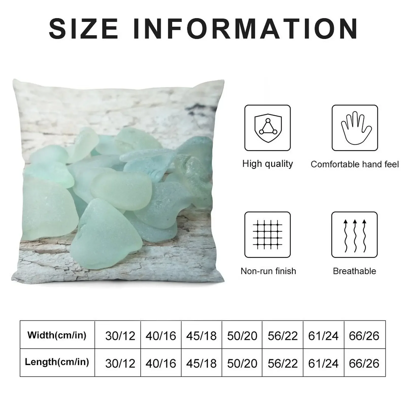 Sea Foam Sea Glass Pieces on Pale Wood Light Blue Pastels Throw Pillow Pillow Covers Decorative sleeping pillows pillow