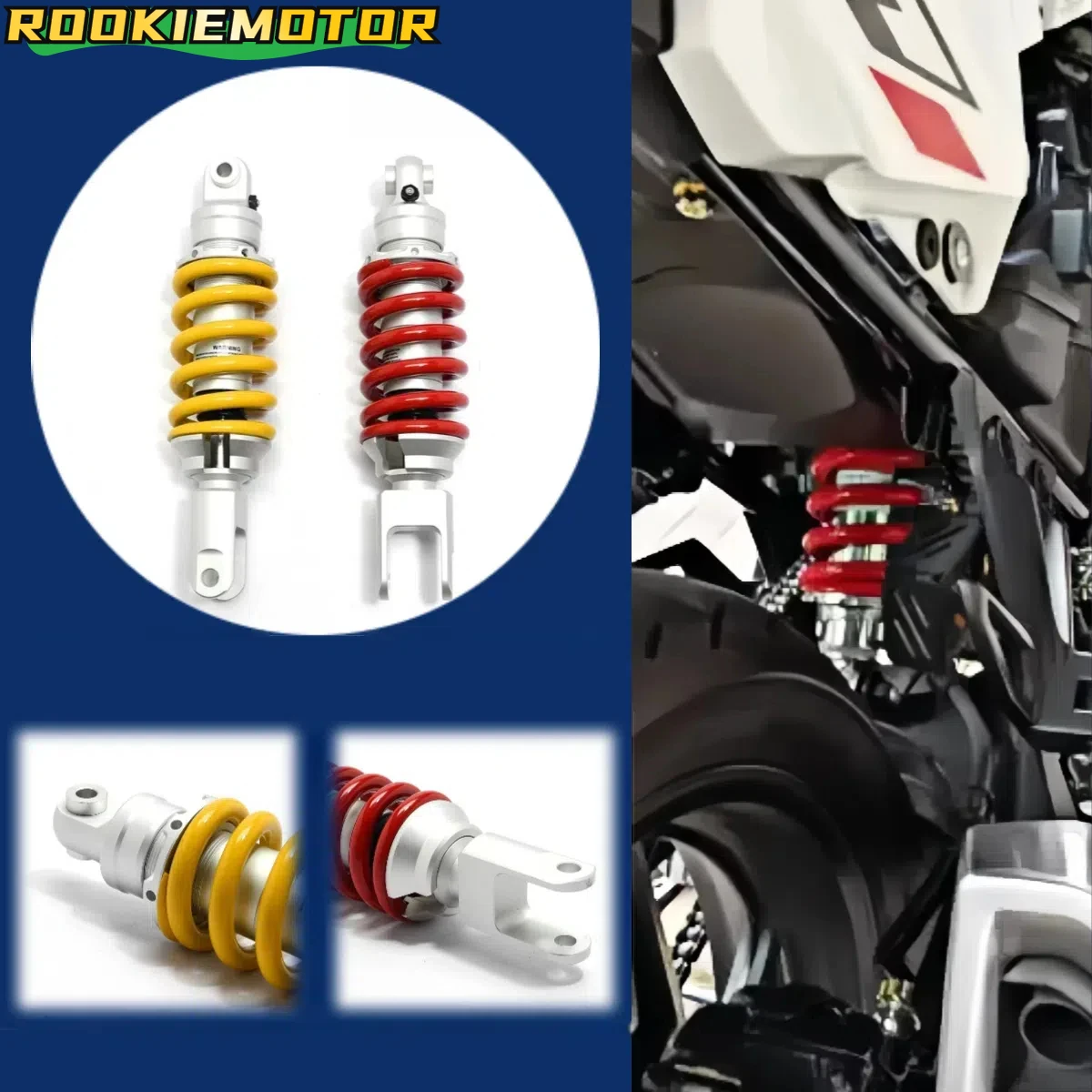 

Universal 265MM Motorcycle Adjustable Rear Shock Absorber Oil-gas Mixing Rear Shock Suspension