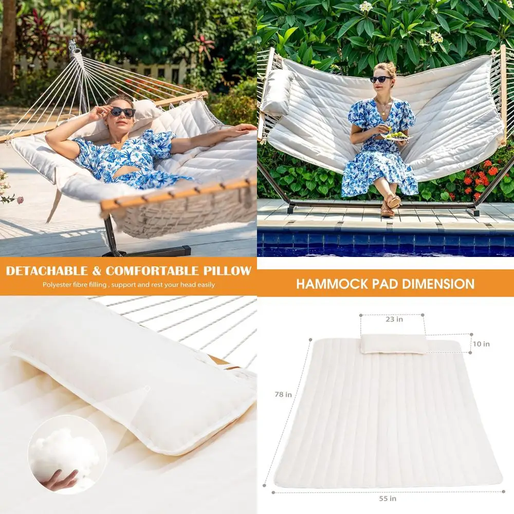 

Double Polyester Hammock Pad, 78 x 55, Cream Color, Ideal for Rope Hammocks