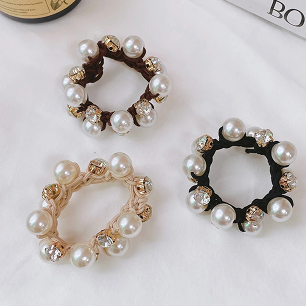 

3pcs Pearl Hair Ropes Elastic Bands Lightweight Comfortable Smooth Texture Girls Accessories Fashion Elegant Design
