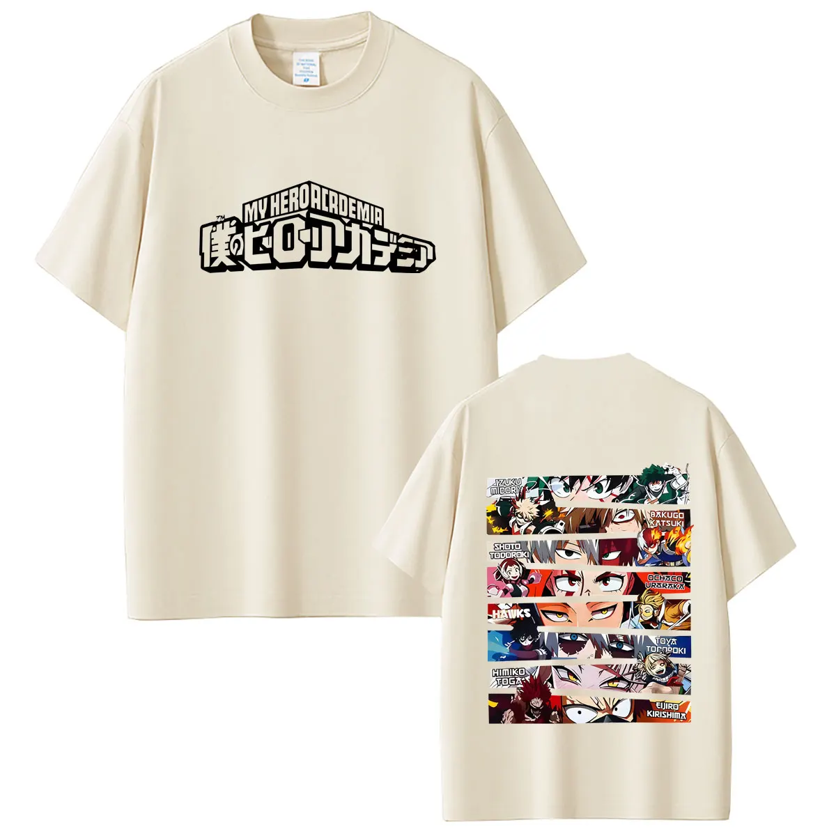Bestseller Anime My Hero Academia Midoriya Izuku Shoto Todoroki Bakugou Katsuki Augen-Print T-Shirt für Männer und Frauen Lässiges Vintage T-Shirt – Detail 7