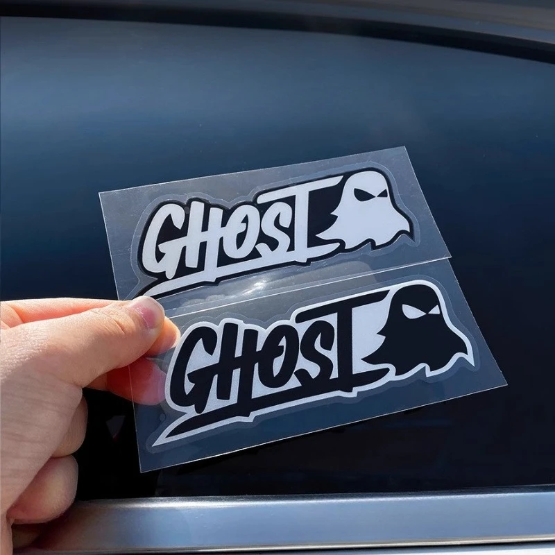 

1pc GHOST Car Stickers Funny for Auto Triangular Window Side Body Motorcycle Fuel Tank Scooter Universal Waterproof Vinyl Decals