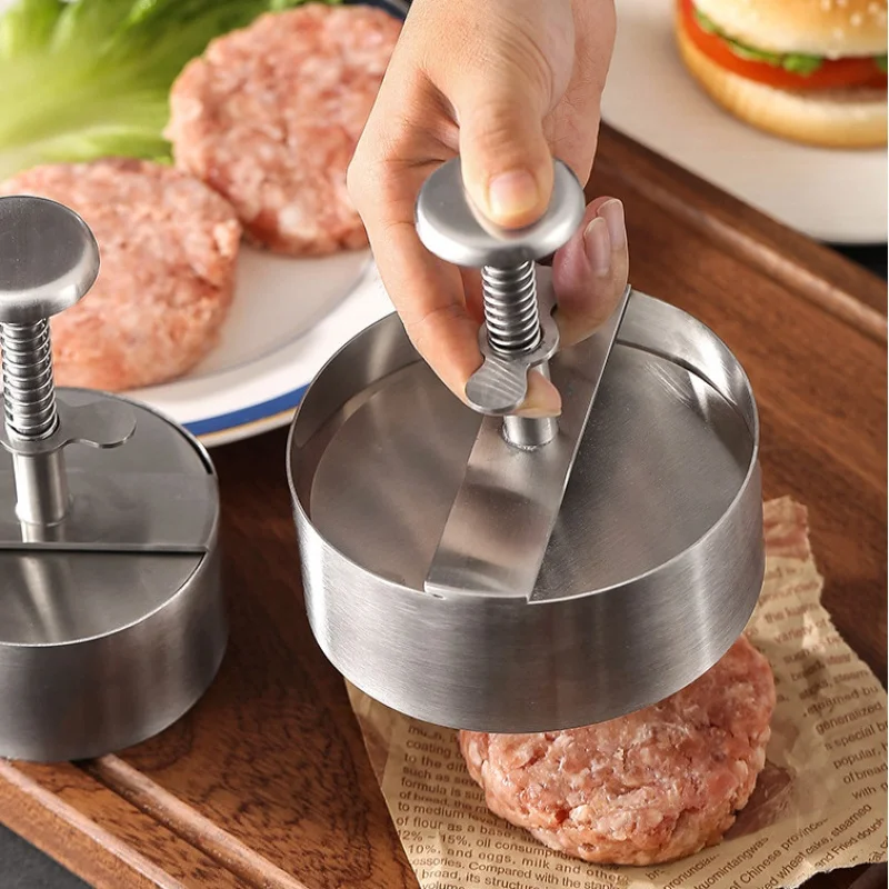 304Stainless Steel Hamburger Meat Pressing Machine New Round Meat Pressing Machine Kitchen Tools Manual Meat Pressing Mold Meat