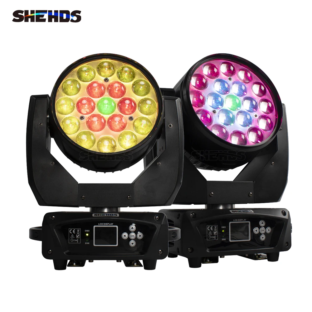 

SHEHDS 2pcs LED Zoom Wash 19x15W RGBW Moving Head Lighting for DJ Disco KTV Bar Nightclub Wedding Professional Equipment