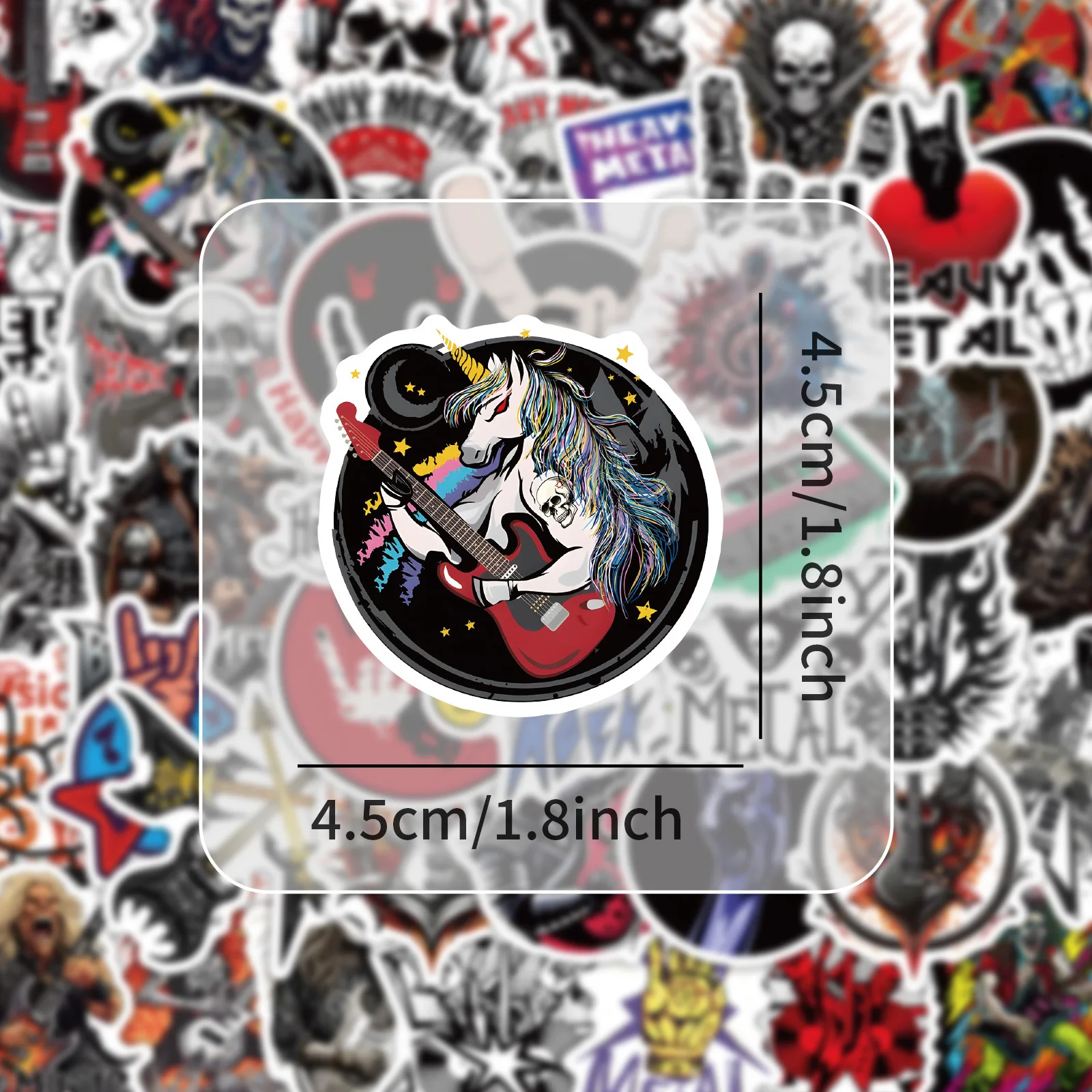 50/100 Pcs Heavy Metal Music Cartoon Skull Stickers for File Holder Phone Case Skate Helmet Waterproof Sunproof Removable Decals