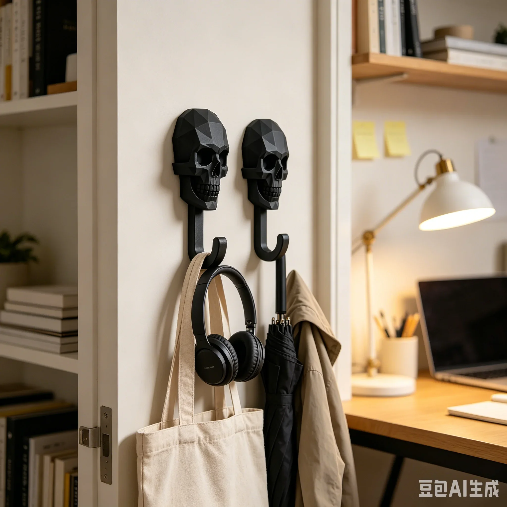2pcs Skull Wall Hook, Creative Gothic Towel Hook,  Bathroom Towel Rack, Entryway Key Holder,Halloween Punk Wall Decor
