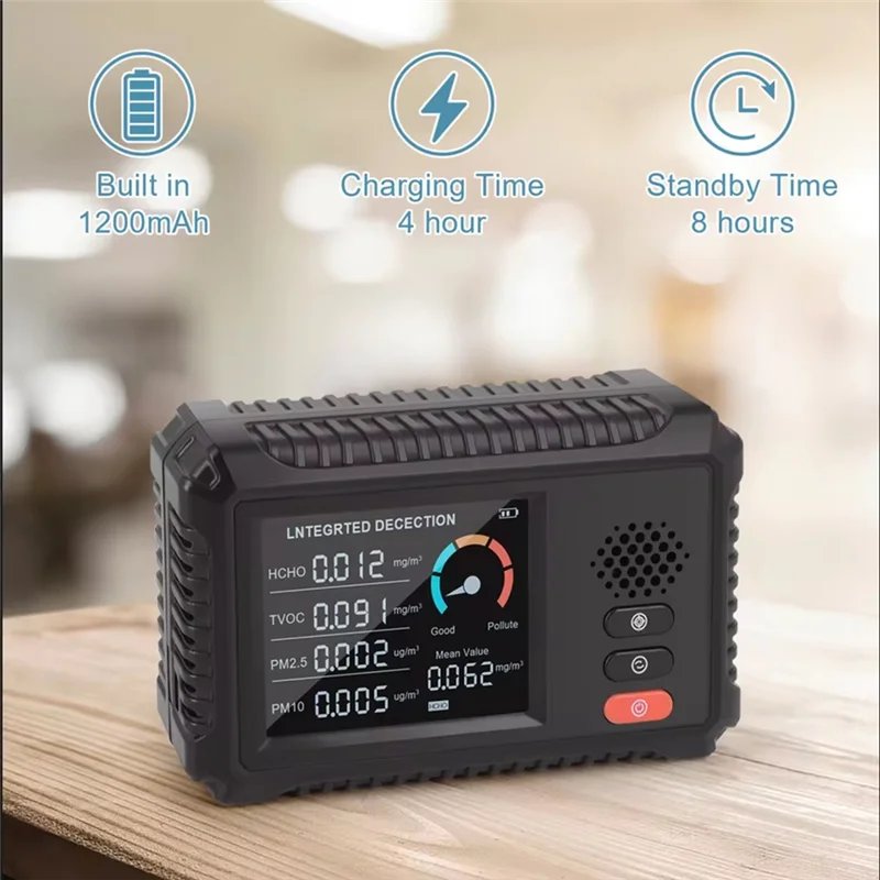 ABGG-Smart HLW-100 4 em 1 detector de qualidade do ar formaldeído co2 pm2.5 pm10 testador dados de monitor de ar interno em tempo real