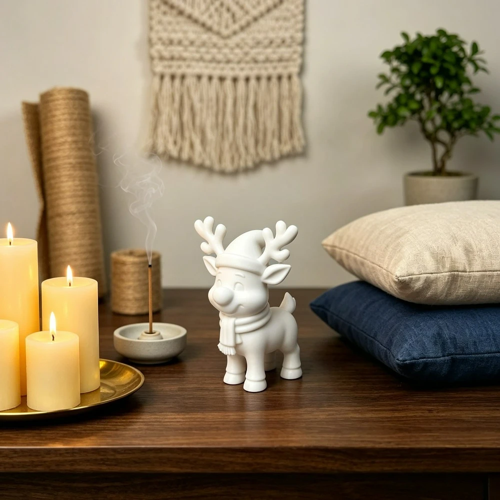Nordic Mini Elk Statue Animal Figurine Desktop Ornament Home Office Tabletop Decor Christma Gift Garden Pot Plant Decor 3D Print
