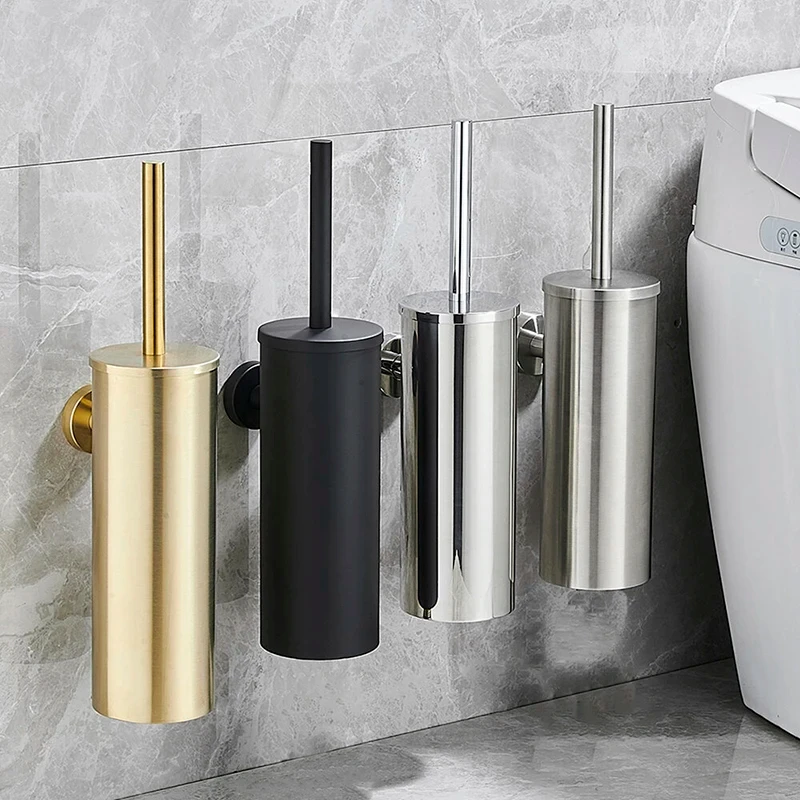 Stainless Steel Toilet Brush Bathroom Holder Accessories Black Toilet Brush Wall Mounted WC Cleaner Brush Wall Mounted