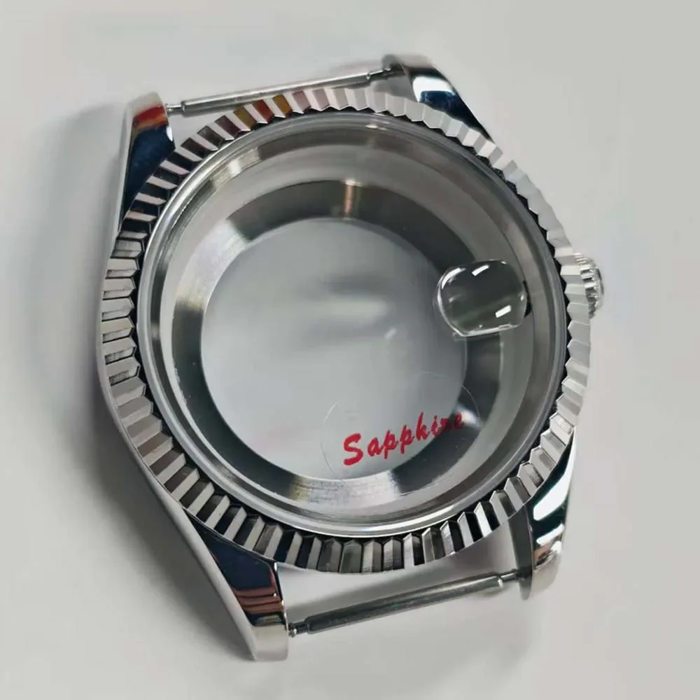 For 8285 Movement 39MM Watch Case Sapphire Crystal Glass Stainless Steel Case Rose Gold 20mm Bracelet Watch Parts