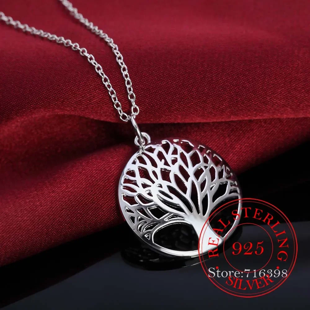 شجرة الحياة كريستال جولة قلادة صغيرة قلادة 925 فضة بيجو كولير أنيقة النساء المجوهرات هدية قطرة الشحن