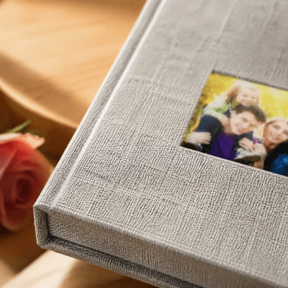 9.06x9.84in Linen Cover Photo Album grey 3 Ring Binder Self Adhesive Photo Album Laminated Cover 3 Ring Binder Scrapbook