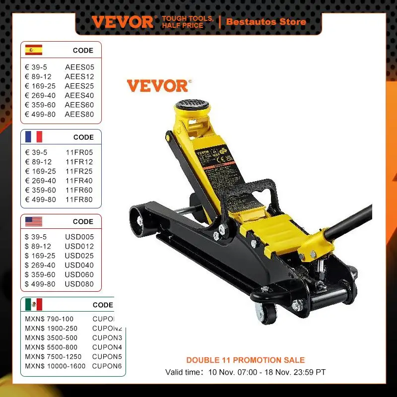 VEVOR 2.5T vloer hydraulische krik pneumatische laag profiel vloerkrik zware stalen racingvloerkrik