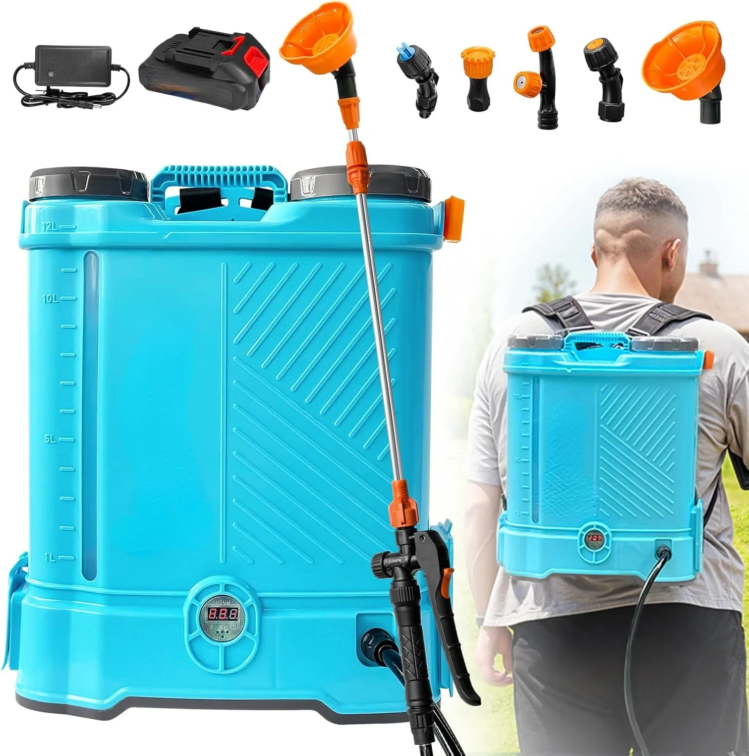 

Battery Powered Backpack Sprayer 3.2 Gallon, 0-80 PSI Adjustable Pressure Sprayer Compatible NEW