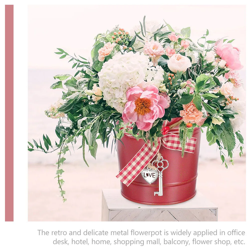 

2Pcs Candy Tin Bucket Christmas Metal Flower Vase Retro Plant Pot for Home Office Decor Garden Supplies Christmas Flower Pot