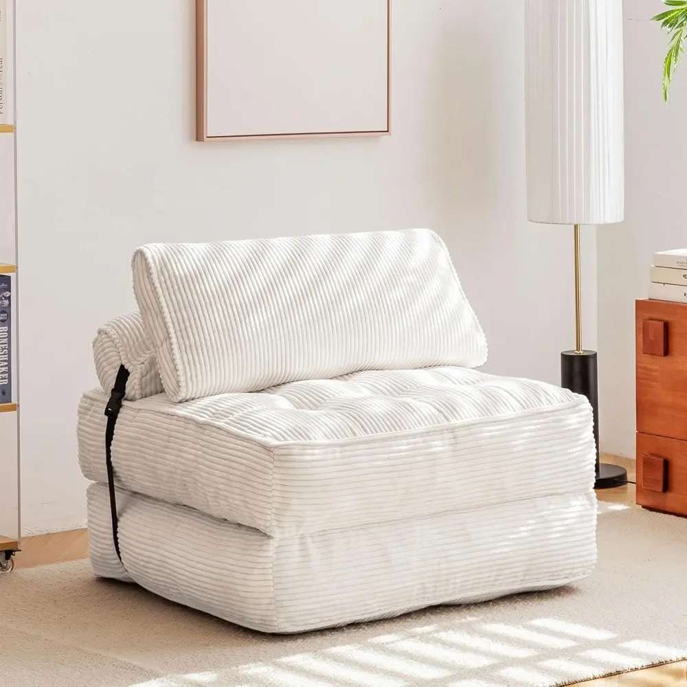 

Folding Sofa Bed, Convertible Sleeping Chair with Backrest Support and Soft Corduroy Fabric，Fold Couch Bed with Pillow