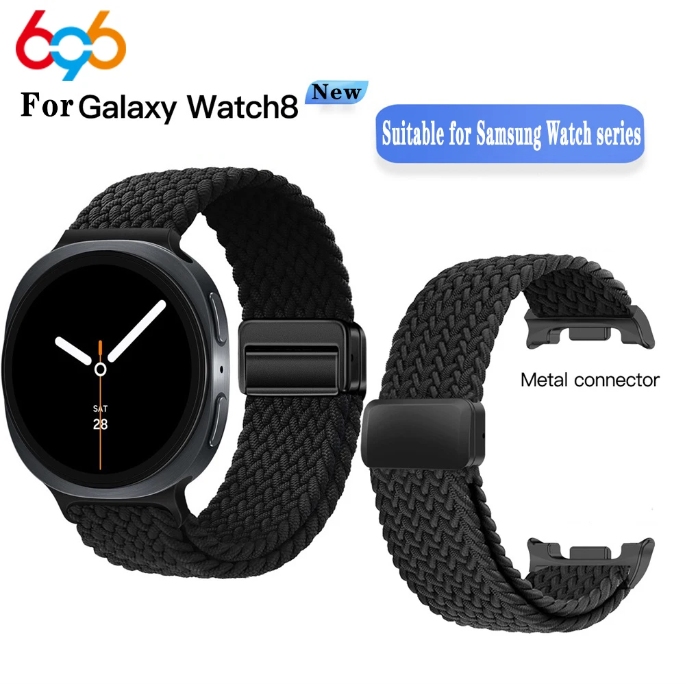 

New 22mm Metal Magnetic Sliding Buckle Nylon Woven Straps For Samsung Watch8 Fashion Watch Strap For Galaxy 8Classic